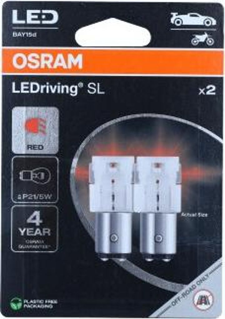 Product packaging for OSRAM LEDriving SL automotive bulbs.