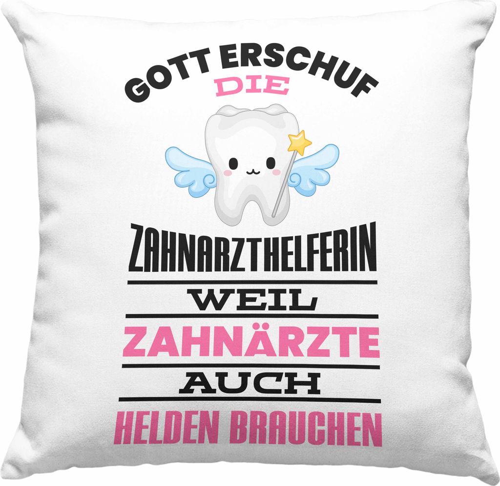 Trendation - Zahnarzthelferin Deko-Kissen mit Füllung 40x40 Geschenk Lustig Zahnarzt Damen Kollegin Geschenkidee Zahnmedizinische Fachangestellte ...