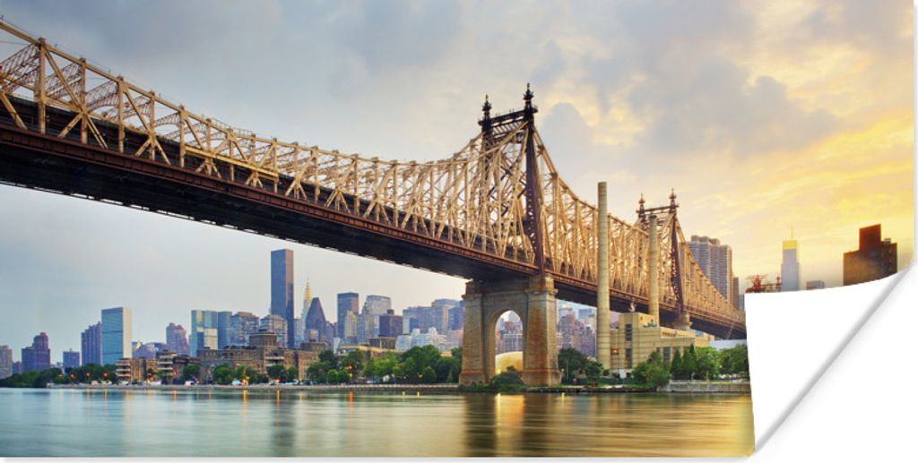 MuchoWow Poster New York - Queens - Manhattan 40x20 cm - Poster für die Wand - Poster Schlafzimmer