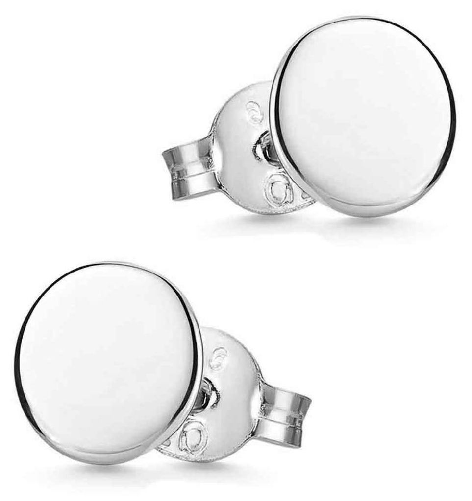 MATERIA Runde Ohrstecker Silber 925 für Damen Herren in 3 4 5 6 7mm Plättchen flach in Schmuck Etui SO-438