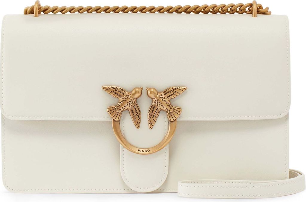 PINKO Umhängetasche Love One Classic DC White - Antique Gold creme