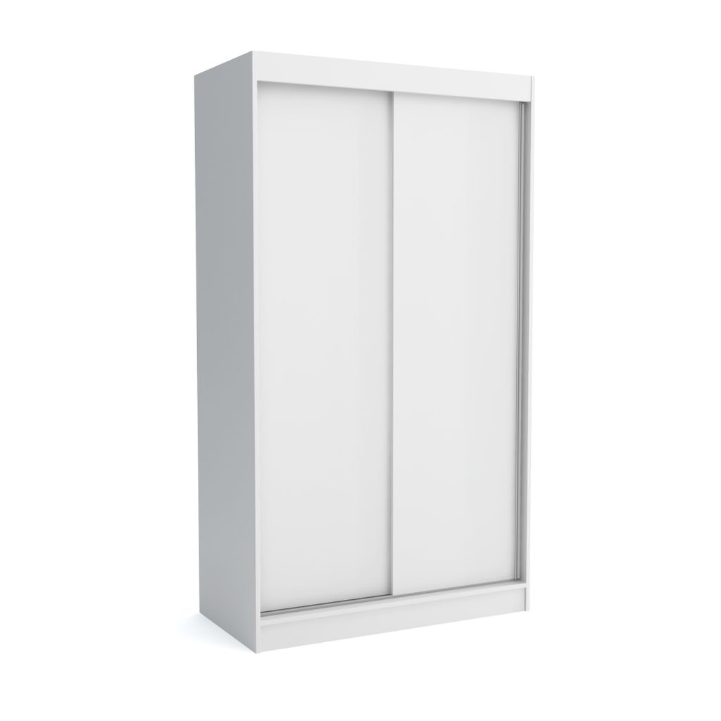 Brent - Kleiderschrank Schiebetüren Emily, Schlafzimmerschrank mit 1 Kleiderstange und Einlegeböden für Kleidung, 100x215x60 cm, Weiß