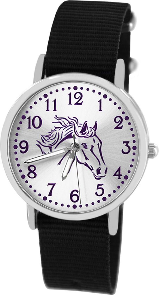 Armbanduhr Pferd Mädchen violett Kinderuhr wasserdicht Produktbild 