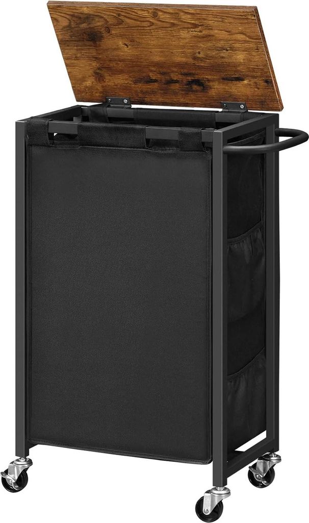 Slim Wäschekorb - Organisation - 1 Stück - Grau - Spanplatte und Metall - 15,7"L x 9,5"B x 29,1"H