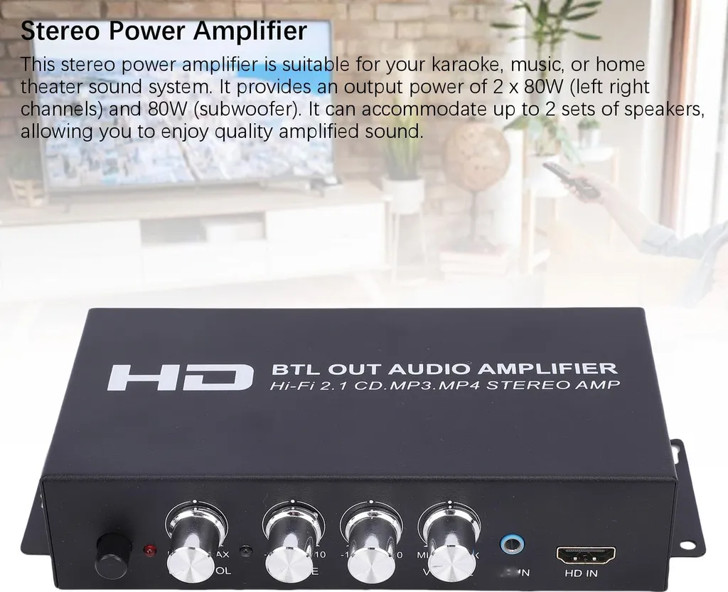 Ampli Stéréo pour Ordinateur et Maison avec Entrée Audio Multimédia - 5