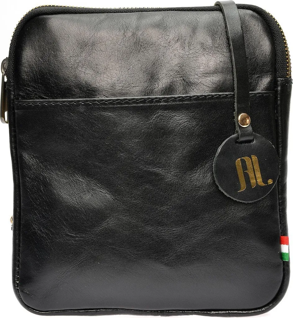 Sac en Cuir Noir Anna Luchini AW25 AL 3155 avec Bandoulière Ajustable