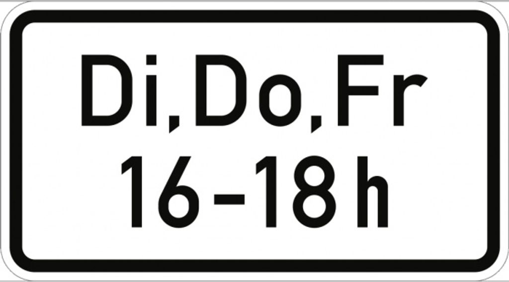 Verkehrsschild VZ1042-34, Zeitliche Beschränkung ..., ..., ..., ... - ..., Al...