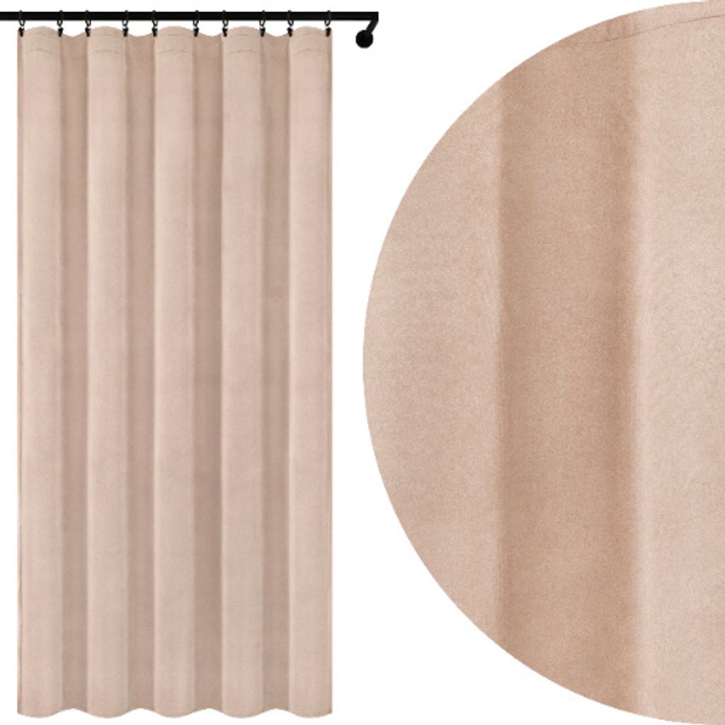 Fertig Vorhang aus Velours mit Kräuselband 140x230 cm Beige Blickdichte Gardine