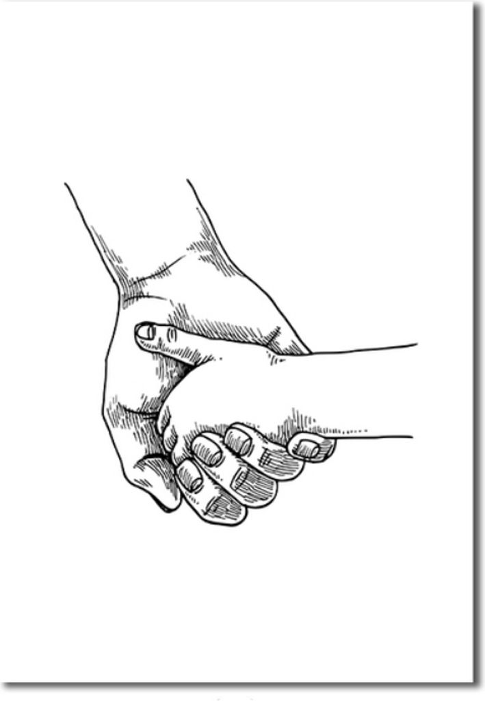 TPFLiving Kunstdruck LW-409 (OHNE RAHMEN) Poster - Leinwand - Wandbild - Hochauflösender Giclée-Druck, langlebig und hochwertig - Hand in Hand - ...