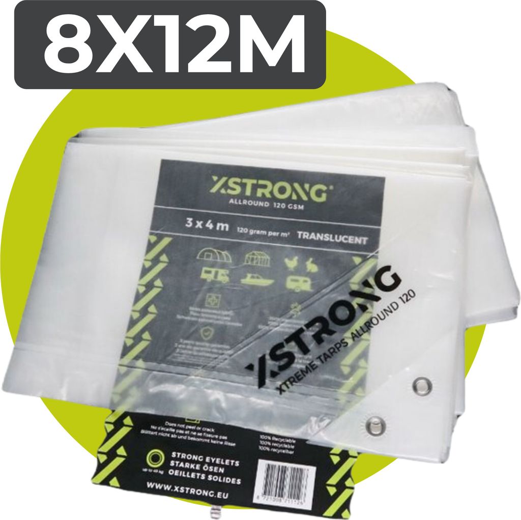 Xstrong Allround 120 - Durchsichtige Abdeckplane - 8x12 - Transparant - Wasserdicht & UV-Beständig