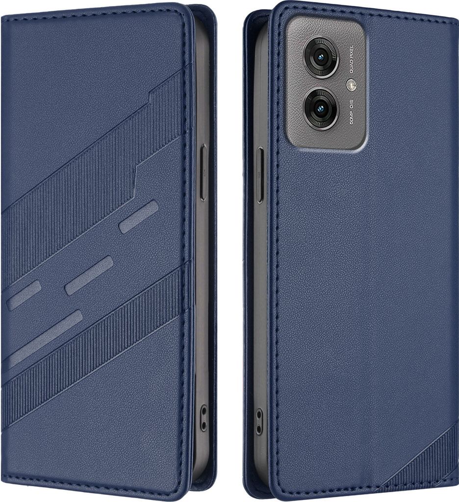 Hülle für Motorola Moto G55 5G, Kunstleder Brieftaschen Handyhülle mit Kartenfach und Standfunktion Blau