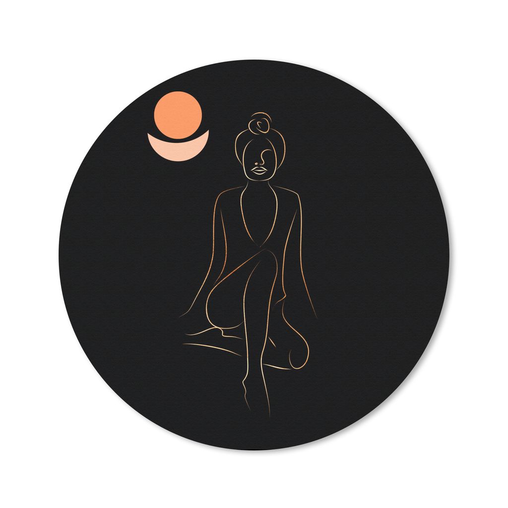 MuchoWow Mauspad Mousepad Frau - Strichzeichnung - Gold 20x20 cm - Mousepads - Maus Mat - Pad - Mausunterlage - Schreibtischmatte