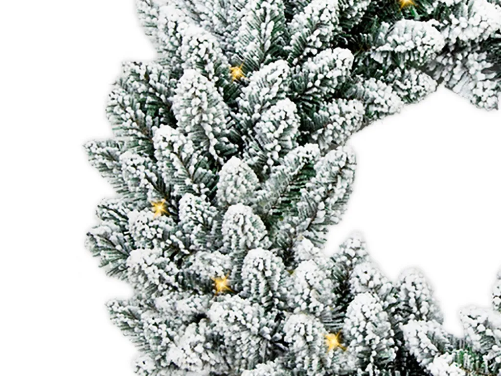 Décoration de Noël lumineuse couronne blanche 30 cm à suspendre LED