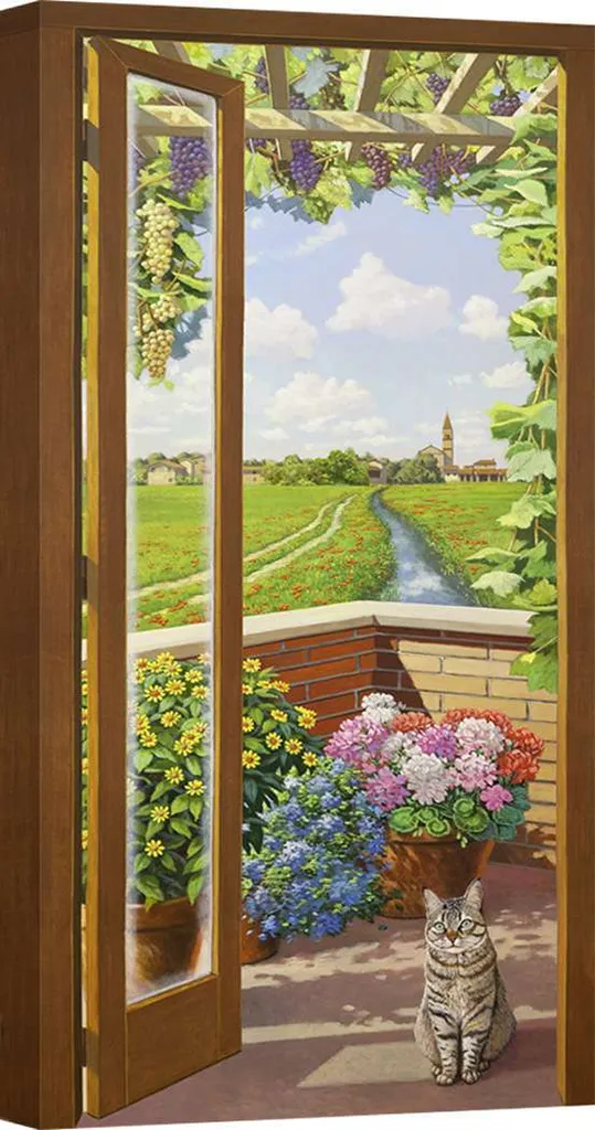 Peinture sur toile Fenêtre Andrea Del Missier paysage - 140x70 cm