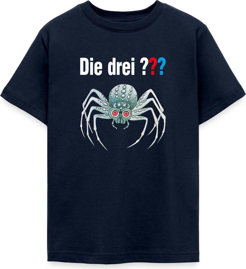 Spreadshirt Die Drei Fragezeichen und die silberne Spinne Teenager T-Shirt, 152/164 (12-14 Jahre), Navy