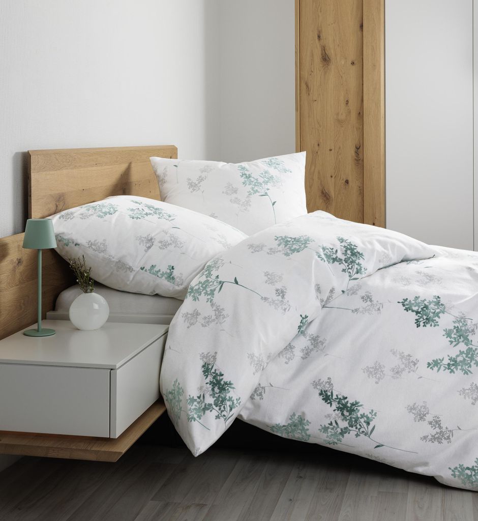Janine Design Feinbiber-Bettwäsche-Garnitur DAVOS 65172 Farbe jadegrün Größe 135x200+80x80