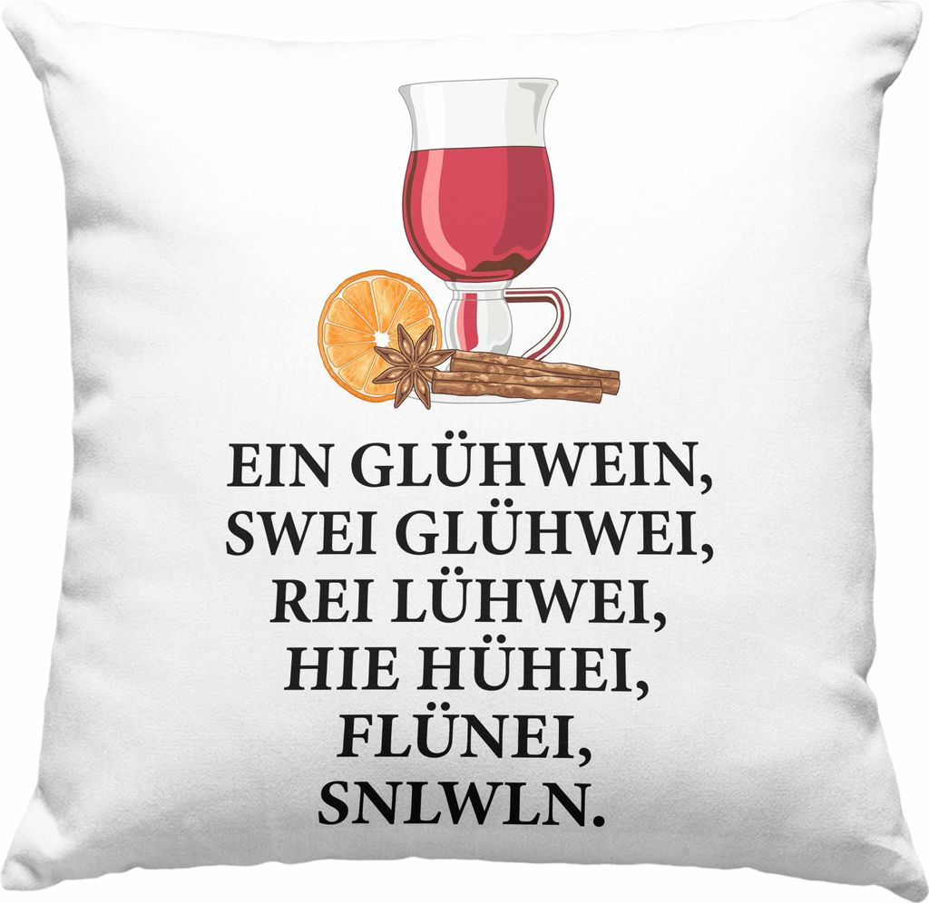 Trendation - Ein Glühwein Deko-Kissen mit Füllung 40x40 Lustig Spruch Glühweinbecher mit Henkel Doppelwandig GlühweinDeko-Kissen mit Füllung 4...