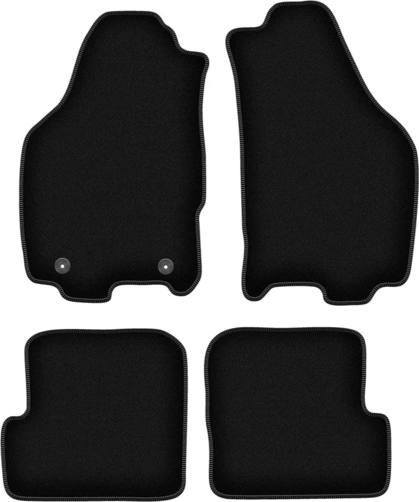 Tappetini in velluto per Lancia Ypsilon II (2003-2011, hatchback) neri, set 4 pz, con fissaggi