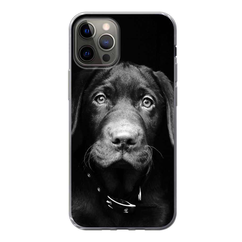 MuchoWow Handyhülle Schutzhülle Hülle für iPhone 13 Pro Hund - Leicht - Schwarz Silikon Softcase Handy Hülle - Handy-Tasche