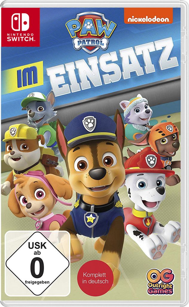 The cover art for a Nintendo Switch video game featuring characters from Paw Patrol.