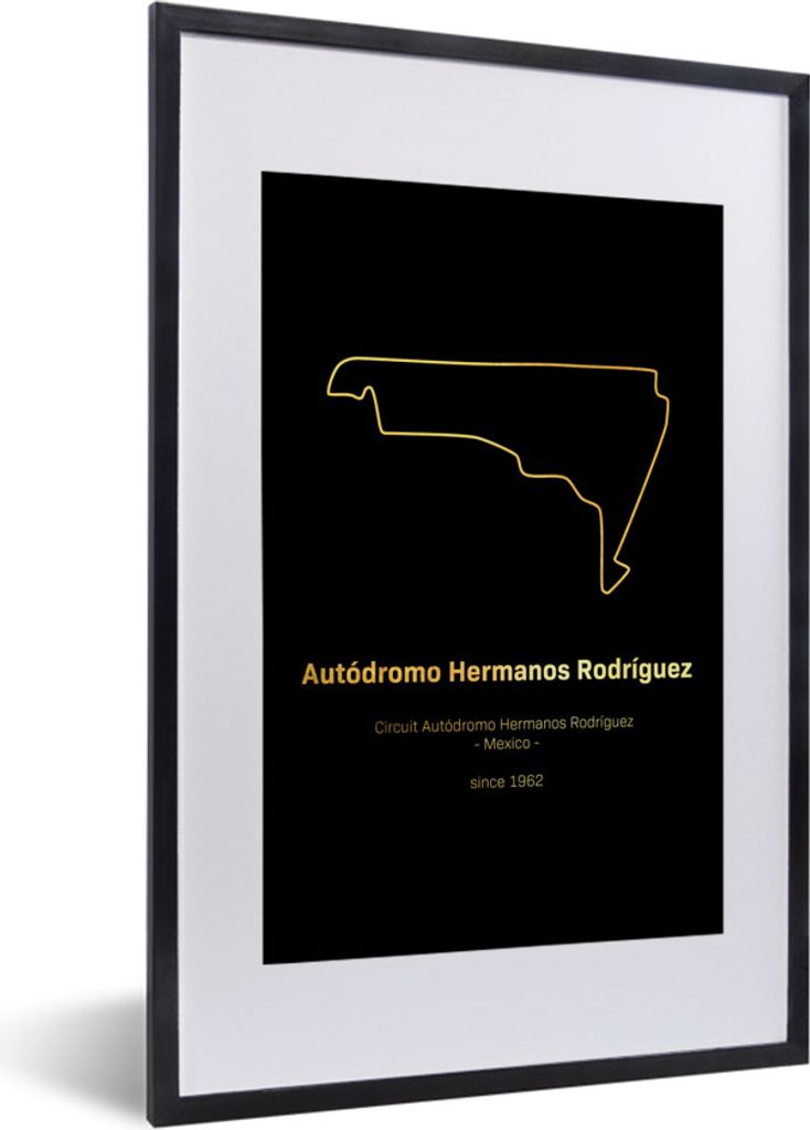 MuchoWow Gerahmtes Poster Mexiko - F1 - Rennstrecke 40x60 cm - Poster mit Schwarzem Bilderrahmen Wandposter Rahmen Foto Bilder - Poster in Rahmen