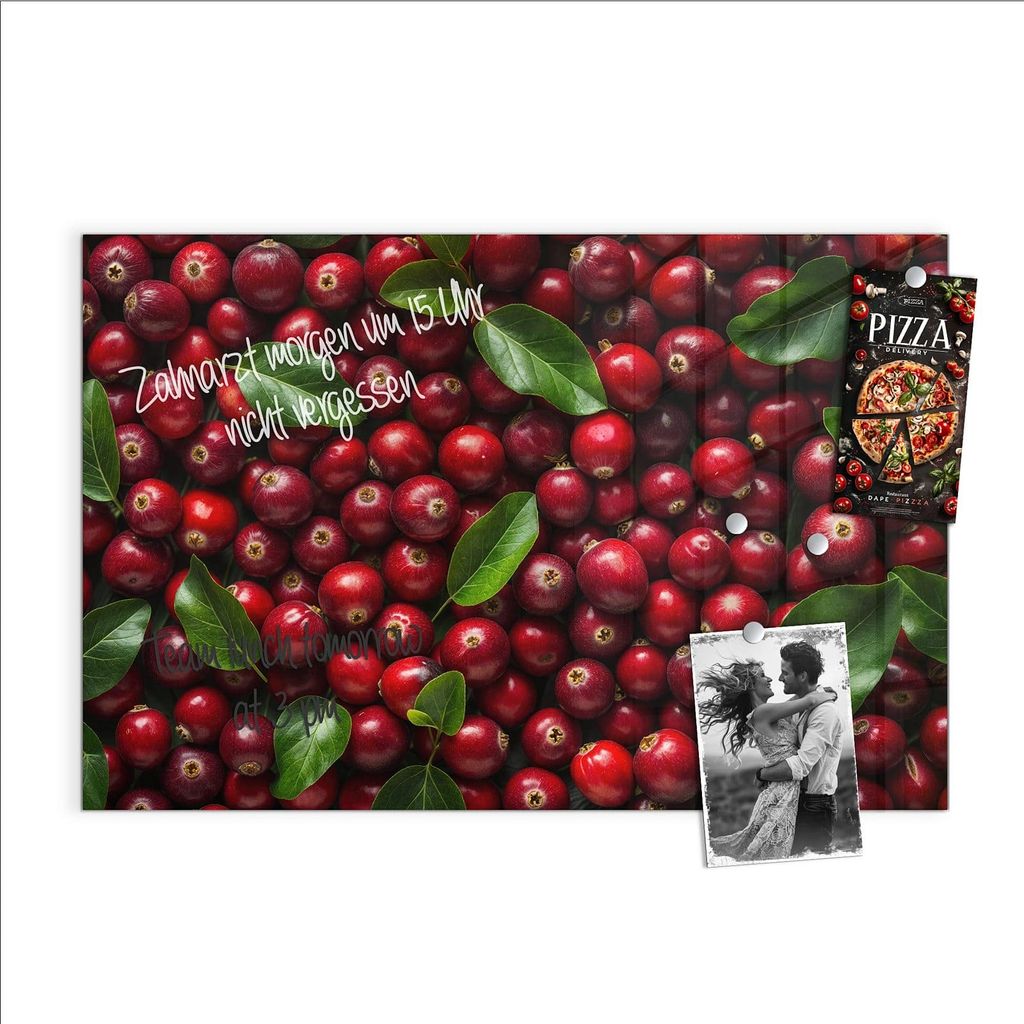 Magnettafel 90x60cm Pinnwand Whiteboard beschreibbar - Frische Preiselbeeren