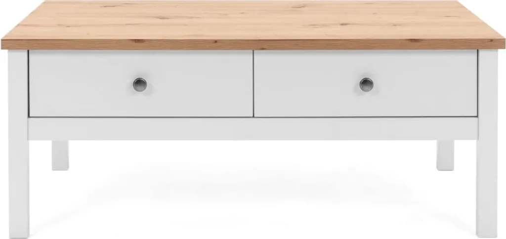 Table Basse 2 Tiroirs Bergen L100 cm Blanc - Design Scandinave Calicosy
