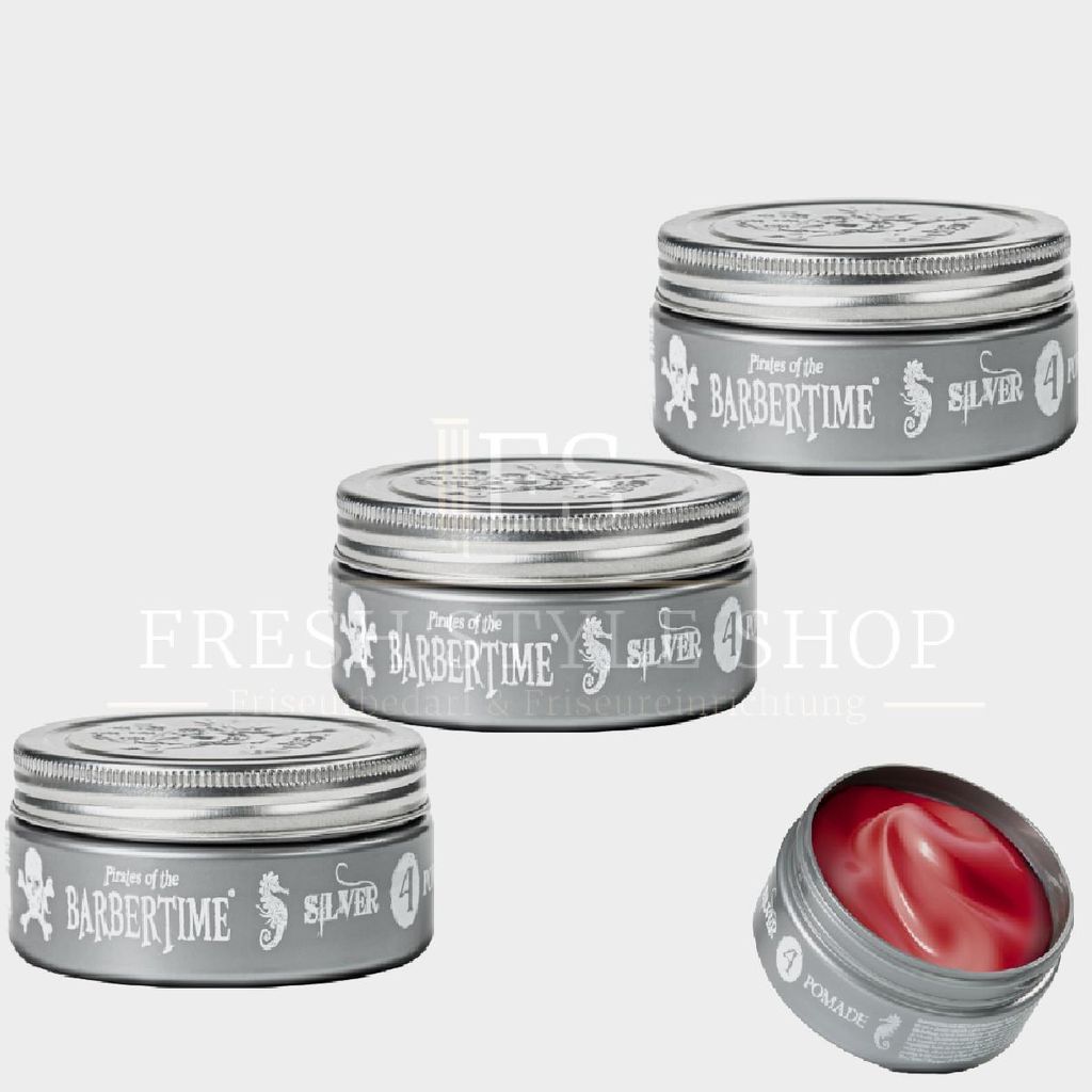 3x BARBERTIME Haarpomade Hair Pomade Styling Pomade 150ml Silver