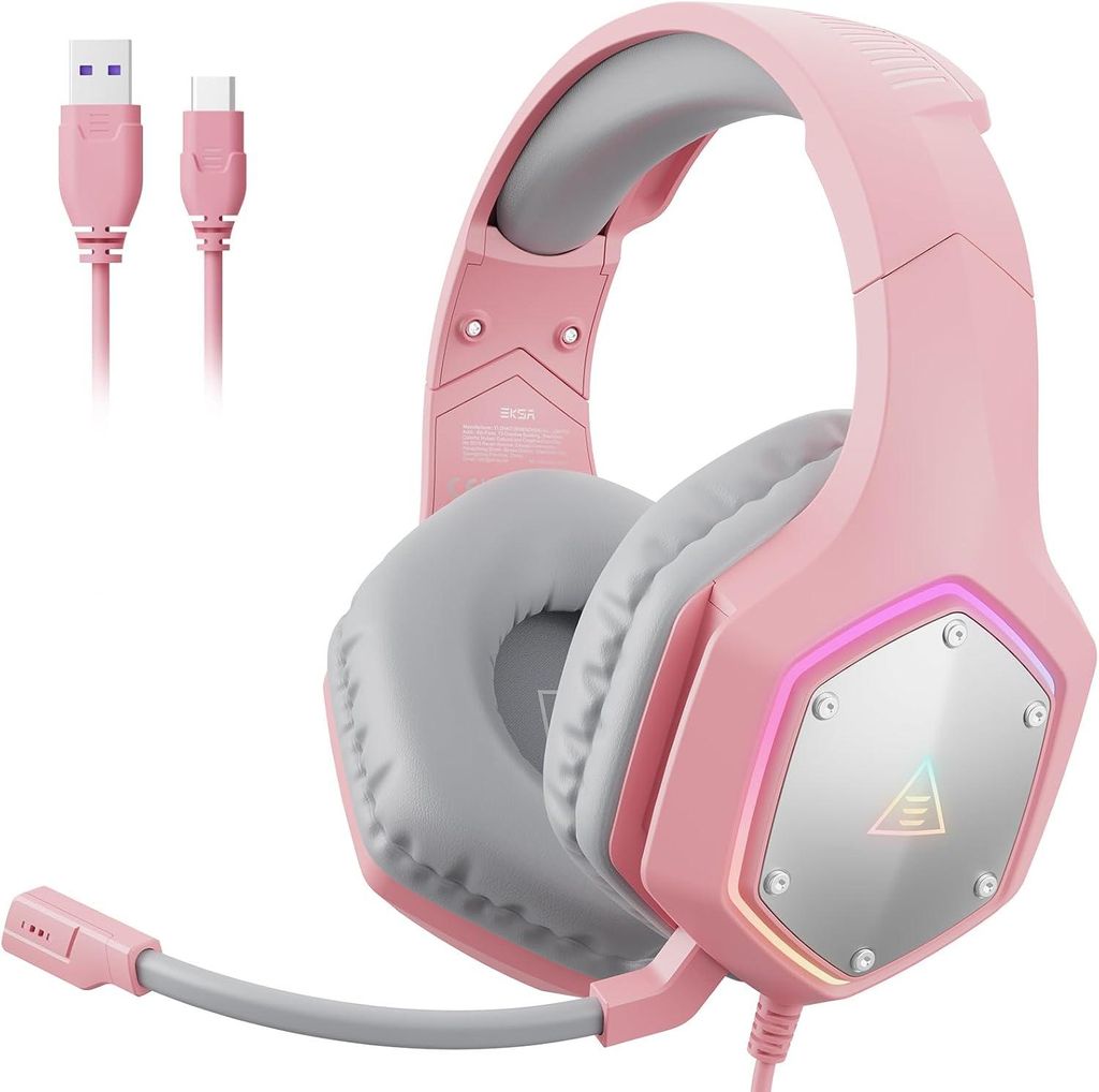 USB Gaming Headset mit klarem Mikrofon, kraftvollem Sound, hohem Tragekomfort und USB-C/USB-A Anschluss für PC, Konsole & Laptop