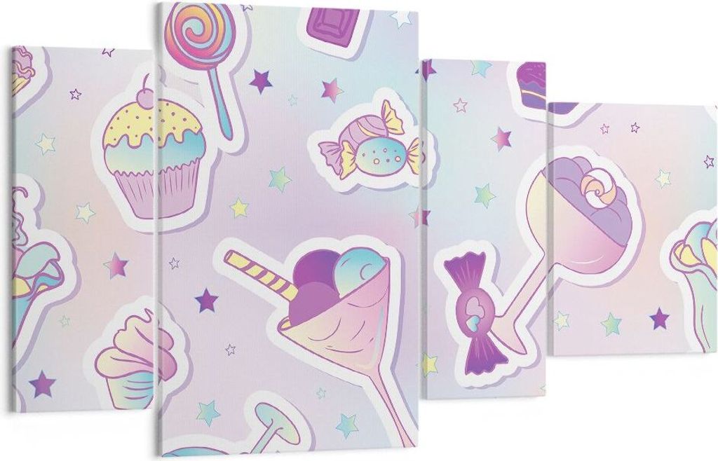 Bild auf Leinwand - Leinwandbild - Süßigkeiten Süßigkeiten Kinder Kuchen - 120x70cm - Wand Bild - Wanddeko - Leinwanddruck - Bilder - Kunstdruc...