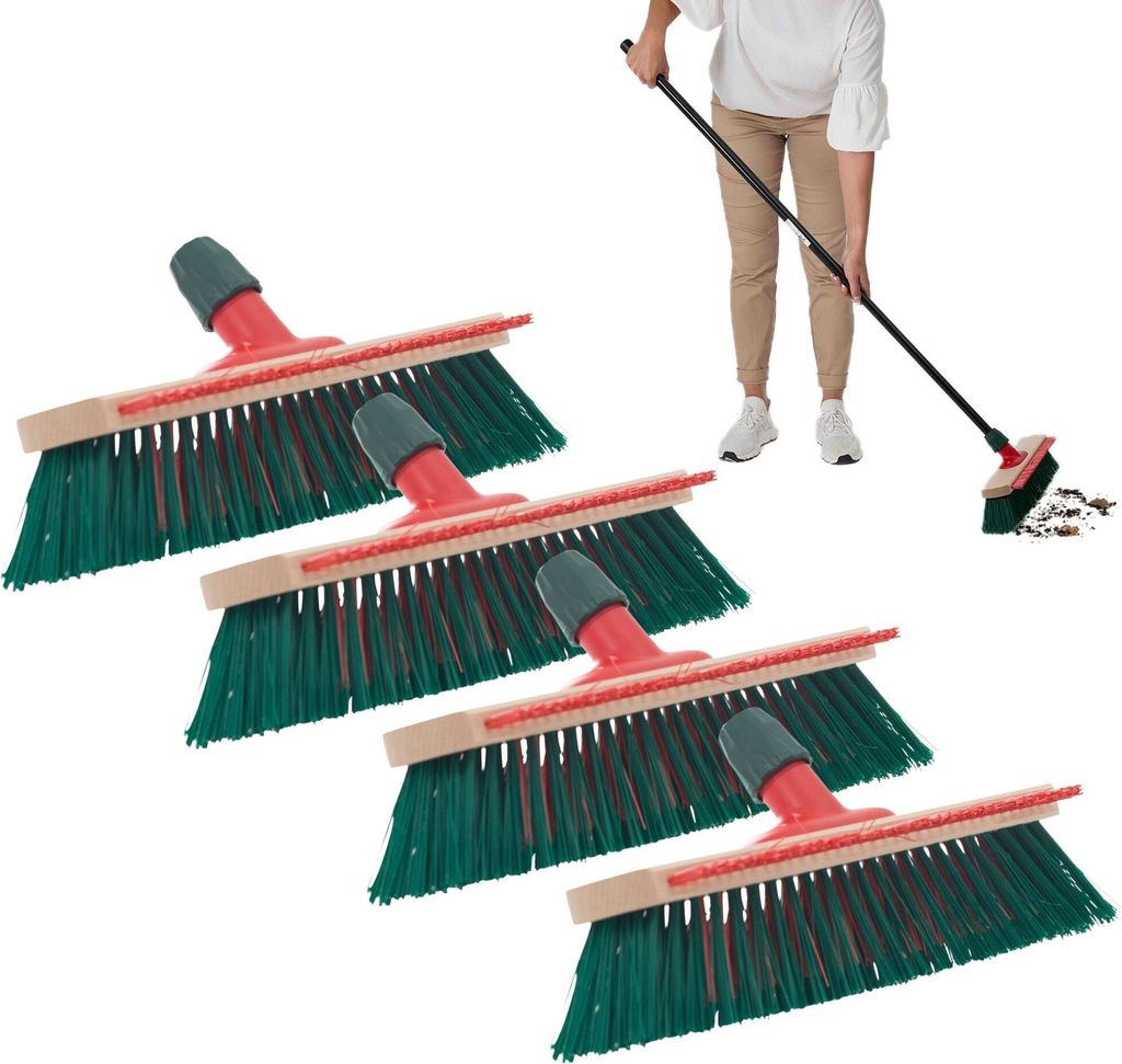 Novaliv Gartenbesen Elaston 40 cm 3 Stück Besenkopf mit Kratzleiste Elaston Borsten Besen draußen Straßenbesen harte borsten Terassenbesen Hofbe...