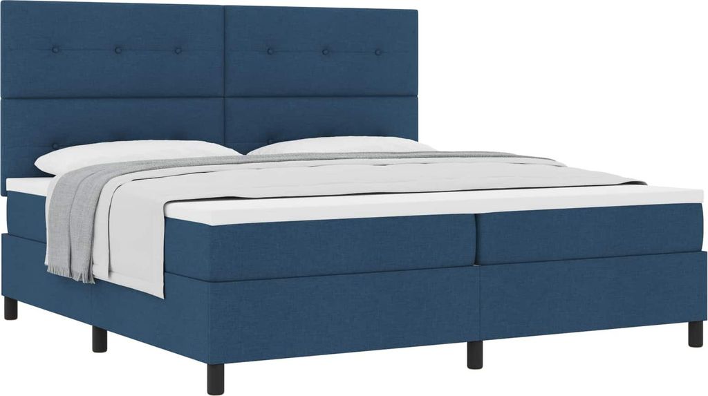 Boxspringbett mit Matratze mit Kopfteil Blau 200 x 200 cm Stoff