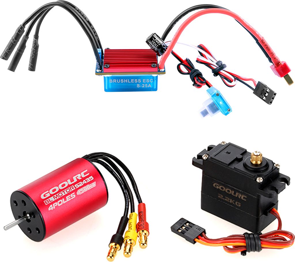 GoolRC S2435 4500KV Brushless Motor 25A Brushless ESC mit 2,2 kg Metallgetriebe Servo Upgrade Brushless Combo Set fš¹r 1/16 1/18 RC Car Truck