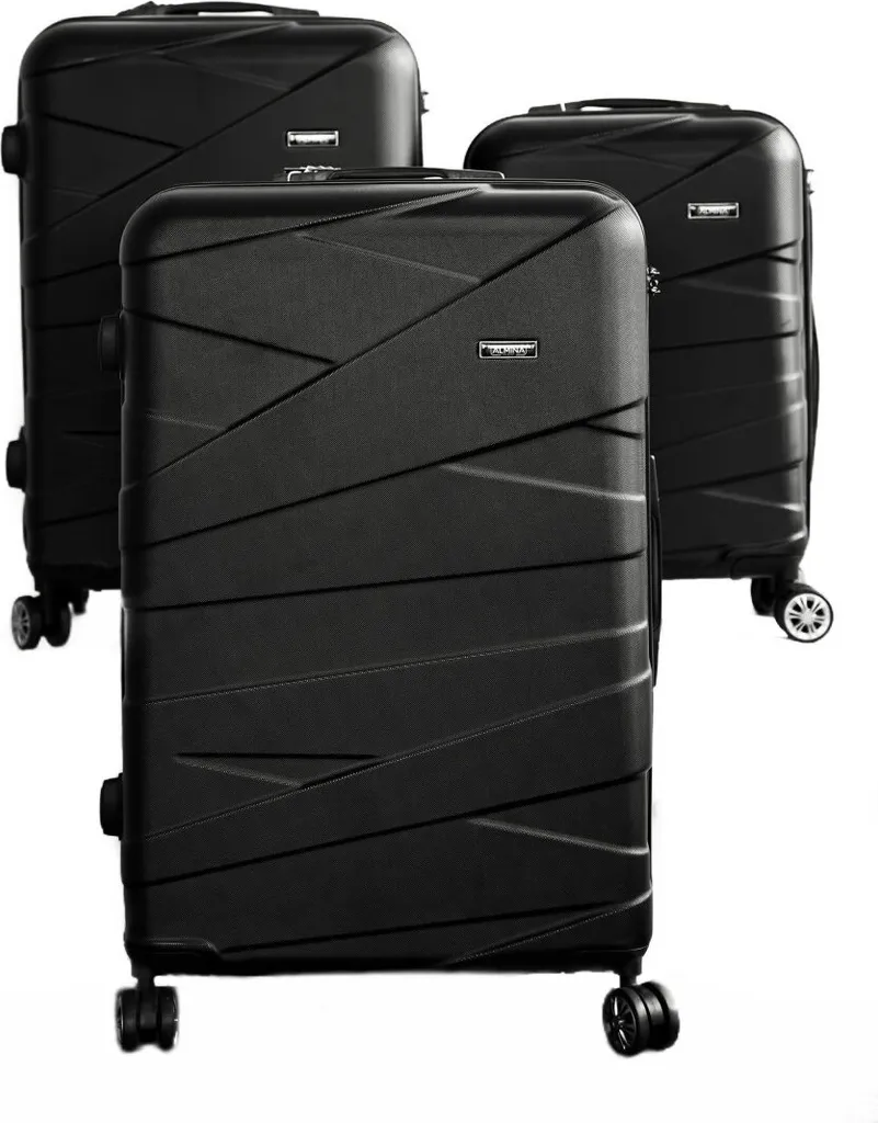 Valise de Voyage Almina : Lot de 3 Bagages Rigides Noirs Spéciaux Avion