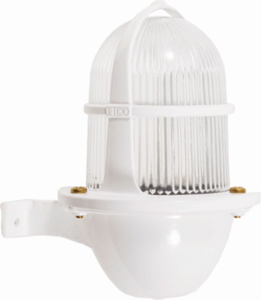 Außenwandlampe Glas Echt-Messing E27 IP64 H: 22 cm Weiß Maritim Außenwandleuchte