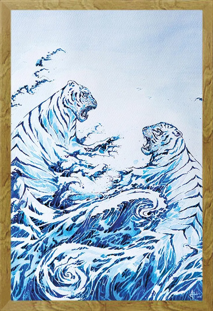 Set Poster Marc Allante Crashing Waves + Cornice Shinsuke Rovere 61x91
