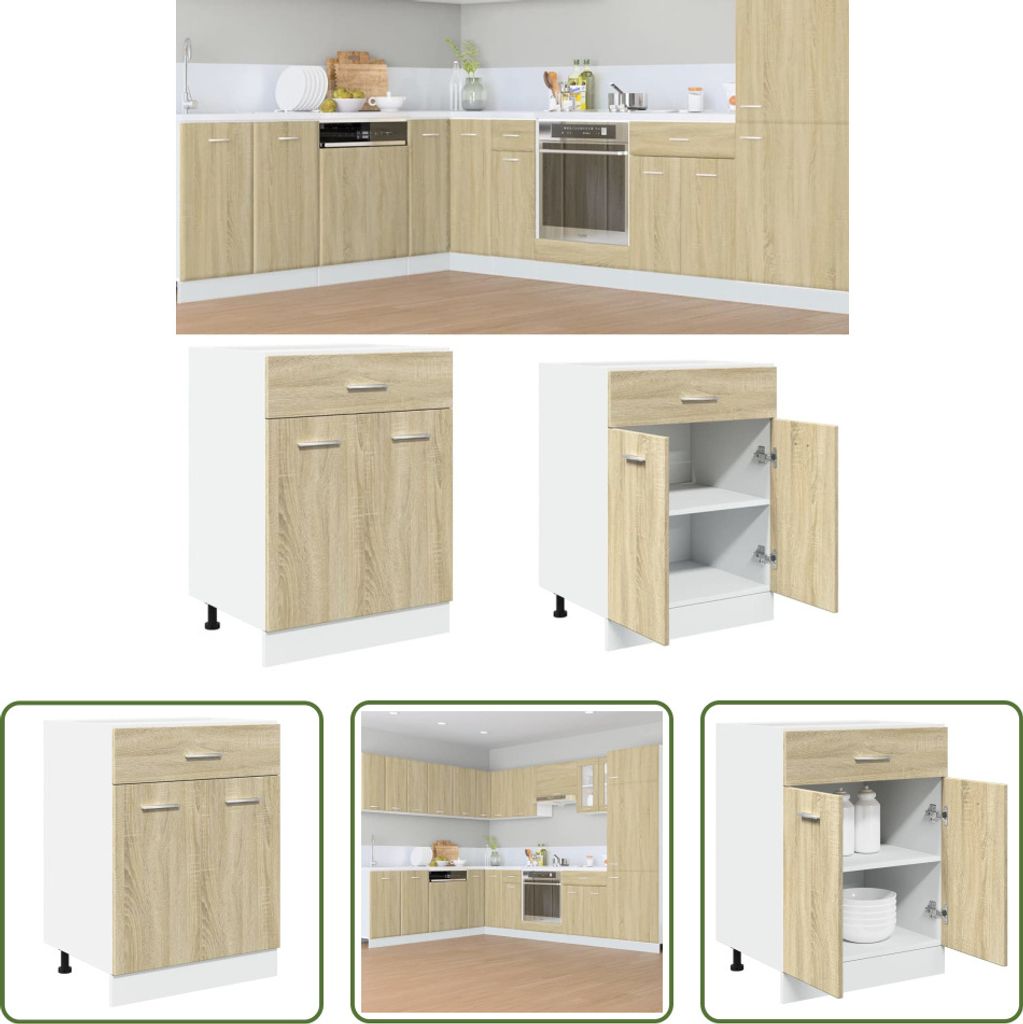 The Living Store Schubunterschrank Sonoma-Eiche 60x46x81,5 cm Holzwerkstoff