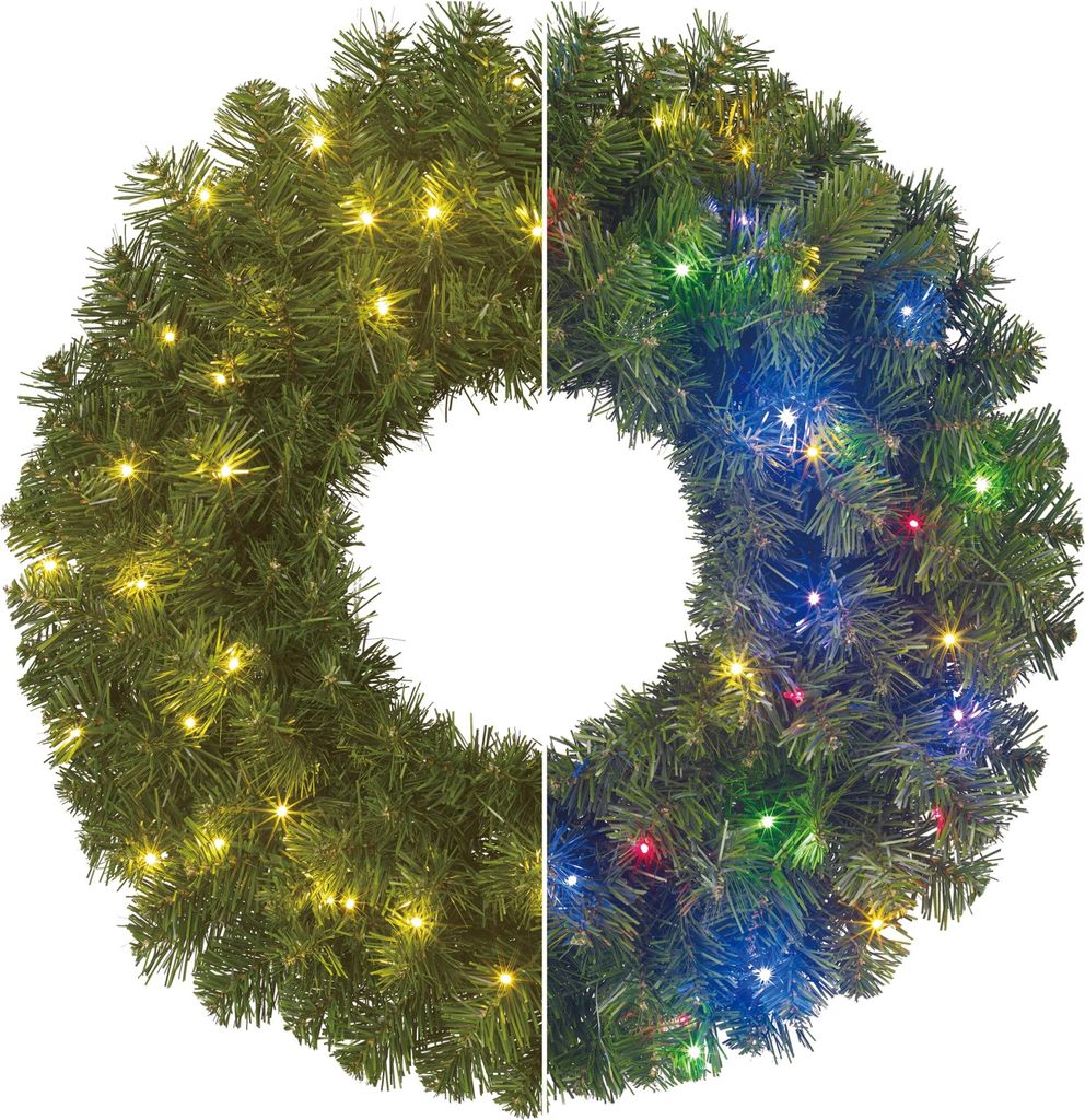 Black Box Trees Limber LED-Weihnachtskranz für draußen mit Timer und Dimmfunktion - H15 x Ø60 cm - Grün