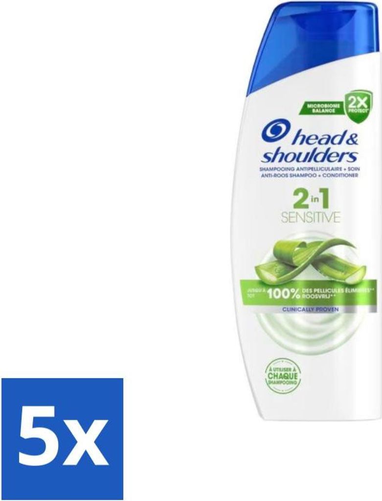 Head & Shoulders 2-in-1 Sensitive Anti-Schuppen Shampoo & Spülung – Aloe Vera – 270 ml - Vorteilspack - 5 Stücke
