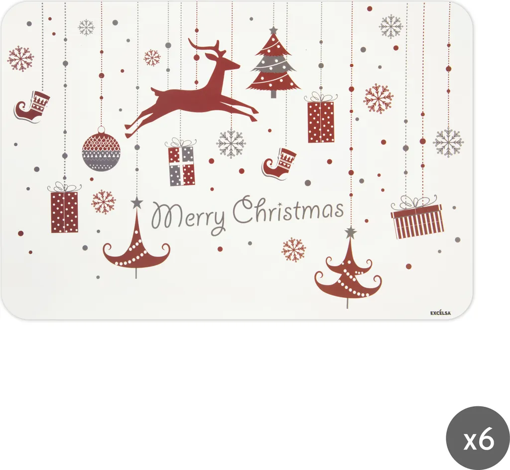 Set 6 Tovagliette Excelsa Merry Christmas - Design Natalizio Moderno