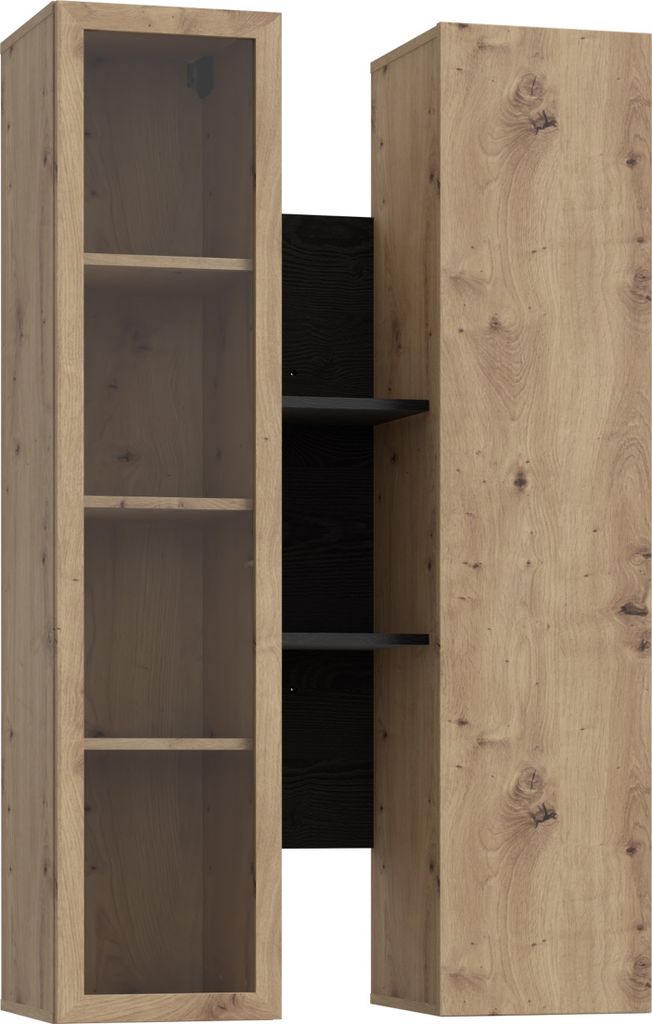 Furniture24 Hängevitrine Breathtaker Bthvh331-M703 Vitrinenschrank Wandschrank Wohnzimmer Artisan Eiche / Cabezone Eiche
