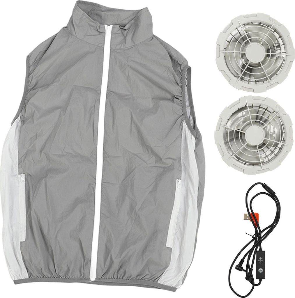 Kühlung Weste für Männer Frauen klimatisierte Kleidung mit 2 Fans tragbare Fanarbeit Fischerei Wanderung im Freien grau l