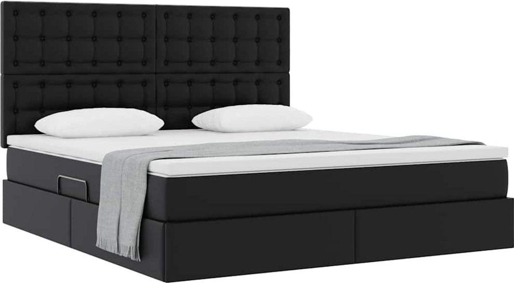 "Winter Sale" Aufbewahrungsbett mit Matratze Schwarz 160 x 200cm Kunstleder - clorisNeu268918 - Klassische BettenJugendbett Tagesbett