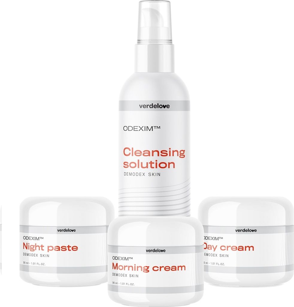 ODEXIM SET Nużeniec płyn oczyszczający 150ml + krem do twarzy na rano 30ml + krem do twarzy na dzień 30ml + pasta na noc 30m