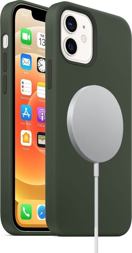 Mobigear Rubber Touch iPhone 12 Mini Silikon MagSafe Hülle Backcover - Grün