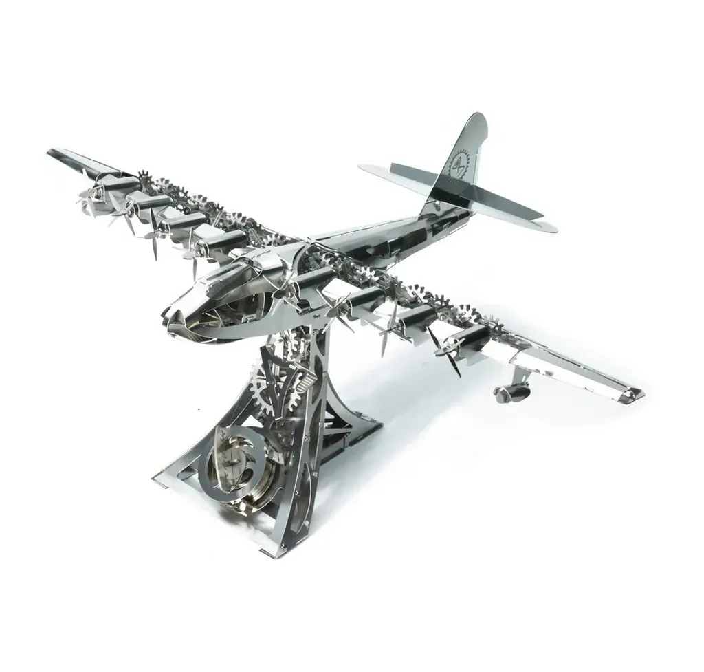 Kit de Construction Maquette Avion en Métal Argenté avec Moteur