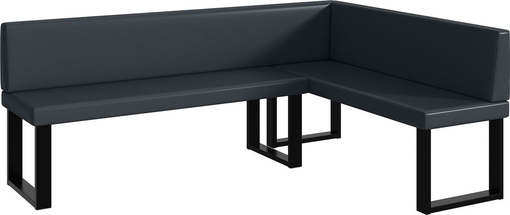 MEBLINI Eckbank für Esszimmer - Küchenbank - Essecke - Sitzecke Küche - TONI - U-Beine 142x196x87cm Rechts - Dunkelgrau Kunstleder