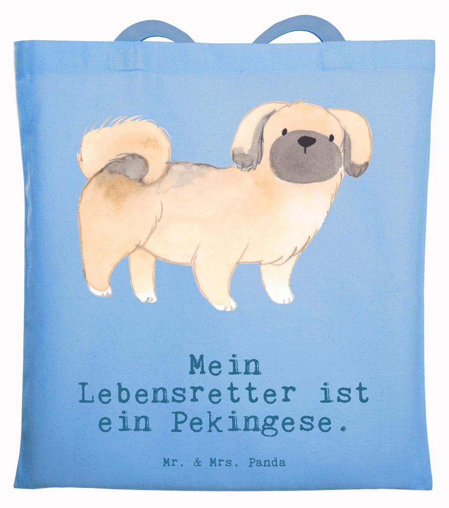 Mr. & Mrs. Panda Jutebeutel Pekingese Lebensretter - Sky Blue - Geschenk, dokumententasche, Beutel, canvas tasche, Peking-Palasthund, Pekinese, Lap...