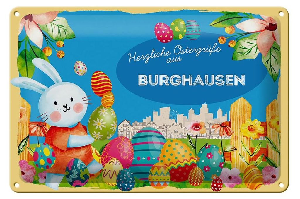 Blechschild Ostern Ostergrüße 30x20cm BURGHAUSEN