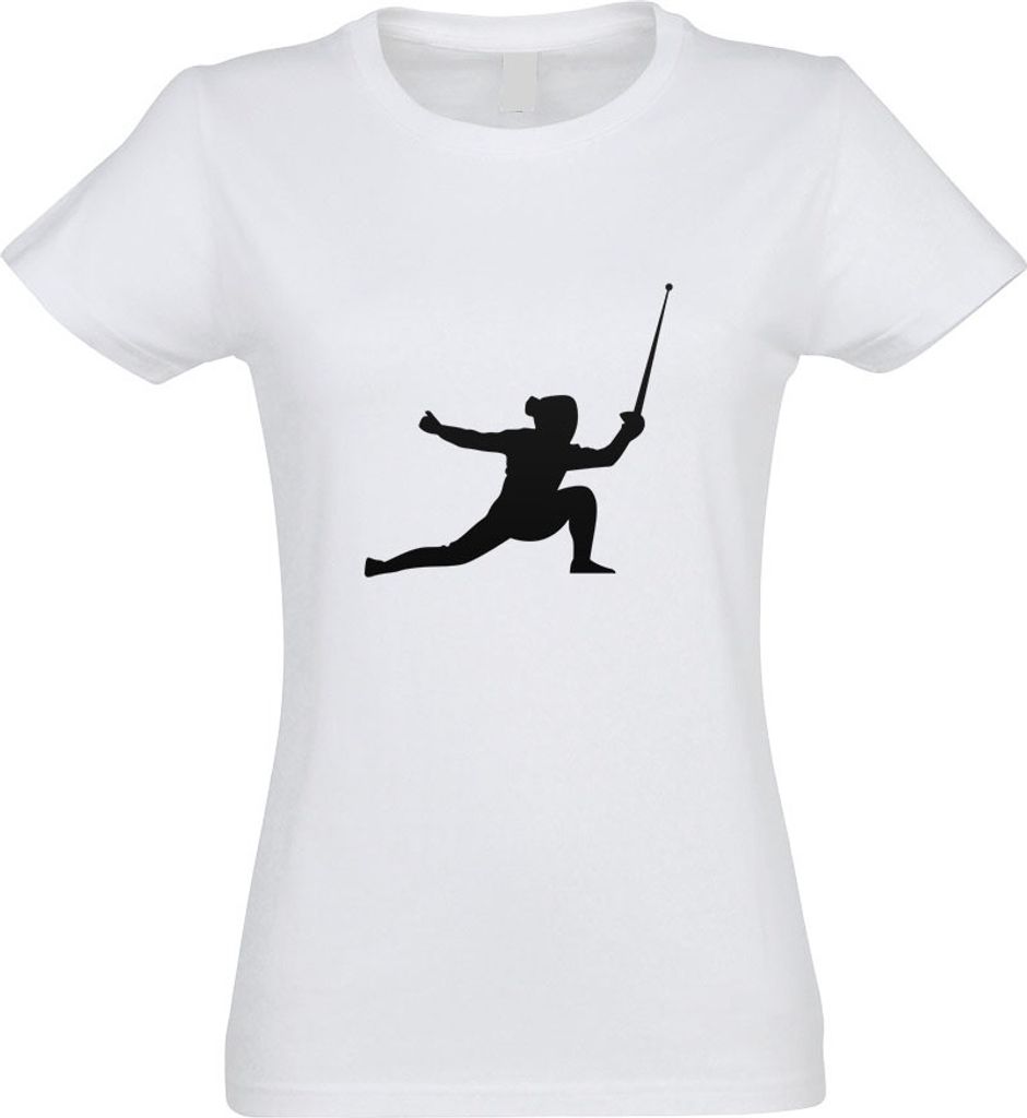 Kiwistar - T-Shirt tailliert - Damen - Weiss - Fechten Degen Fechter - mit Motiv Bedruckt - Funshirt Design - Sport - Freizeit - Damen - L